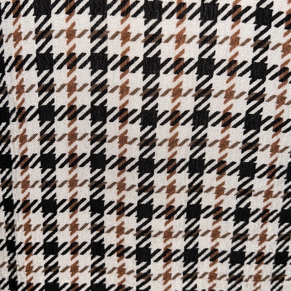 Zara Houndstooth Print Ruffle Peter Pan Collar Button Down Blouse - M - Picture 12 of 14